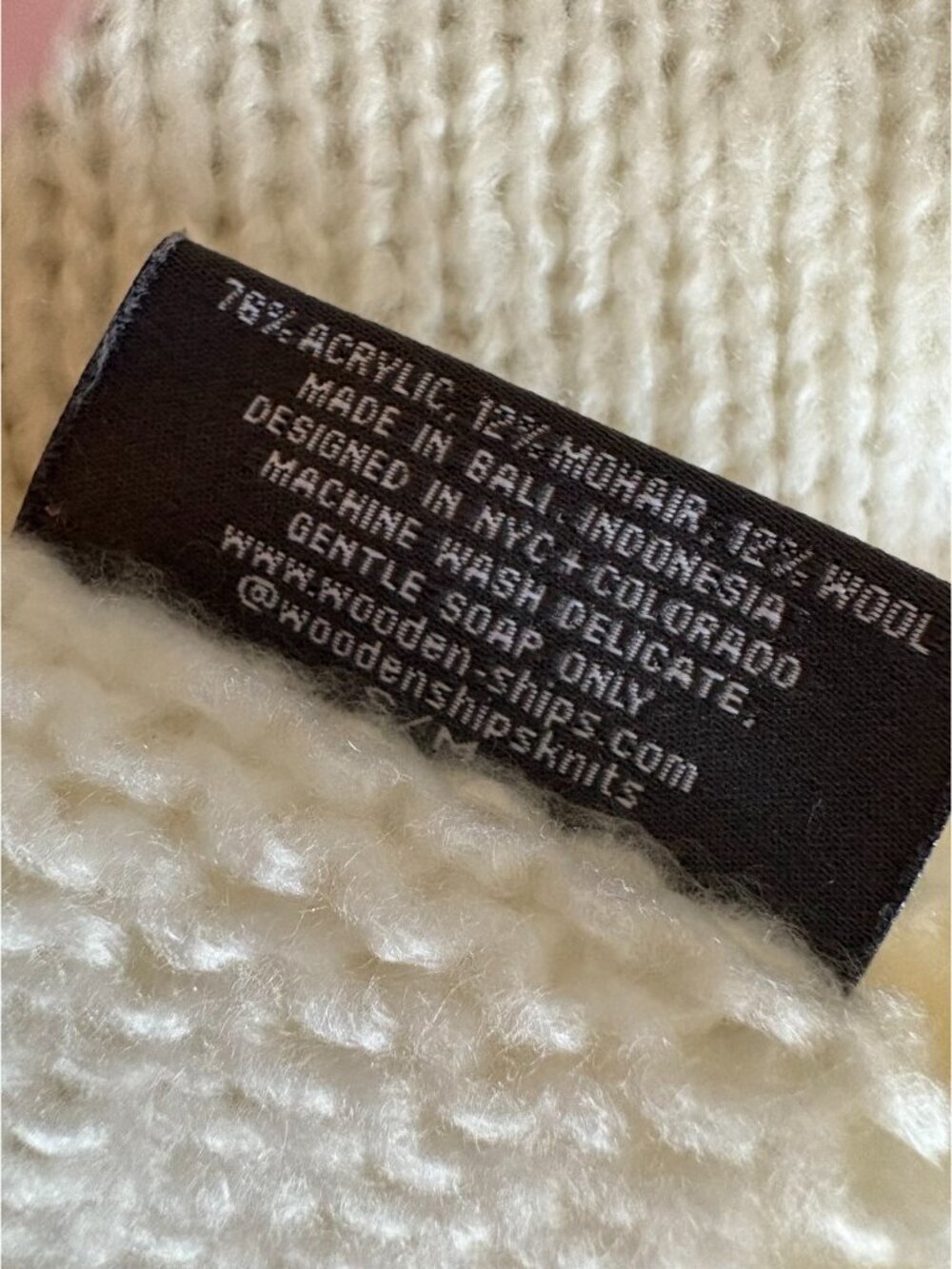 Wooden Ships Hot Cup of Joe Ivory Mohair Sweater Chunky Cozy S/M $148 MSRP - Picture 9 of 9